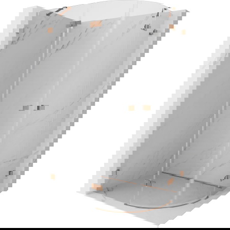 Mexen Lunar sprchový kout půlkruhový otevíravý levý 100 x 70 cm, transparentní, kartáčovaná měď