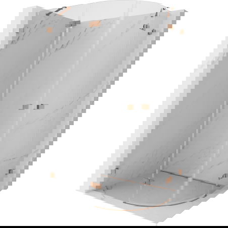 Mexen Lunar půlkruhový sprchový kout otevíratelný doleva 100 x 80 cm, transparentní, kartáčovaná měď - 833-100L-080P-65-00