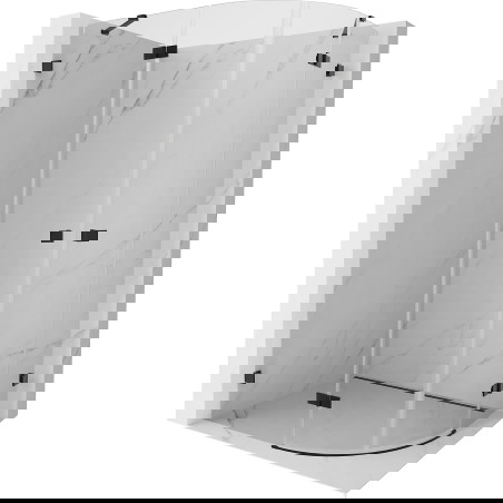 Mexen Lunar půlkruhový sprchový kout s otevíracími dveřmi, levý, 80 x 70 cm, transparentní, černý