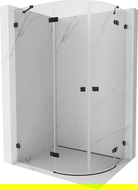 Mexen Lunar sprchový kout půlkruhový otočný levý 90 x 70 cm, transparentní, černý - 833-090L-070P-70-00