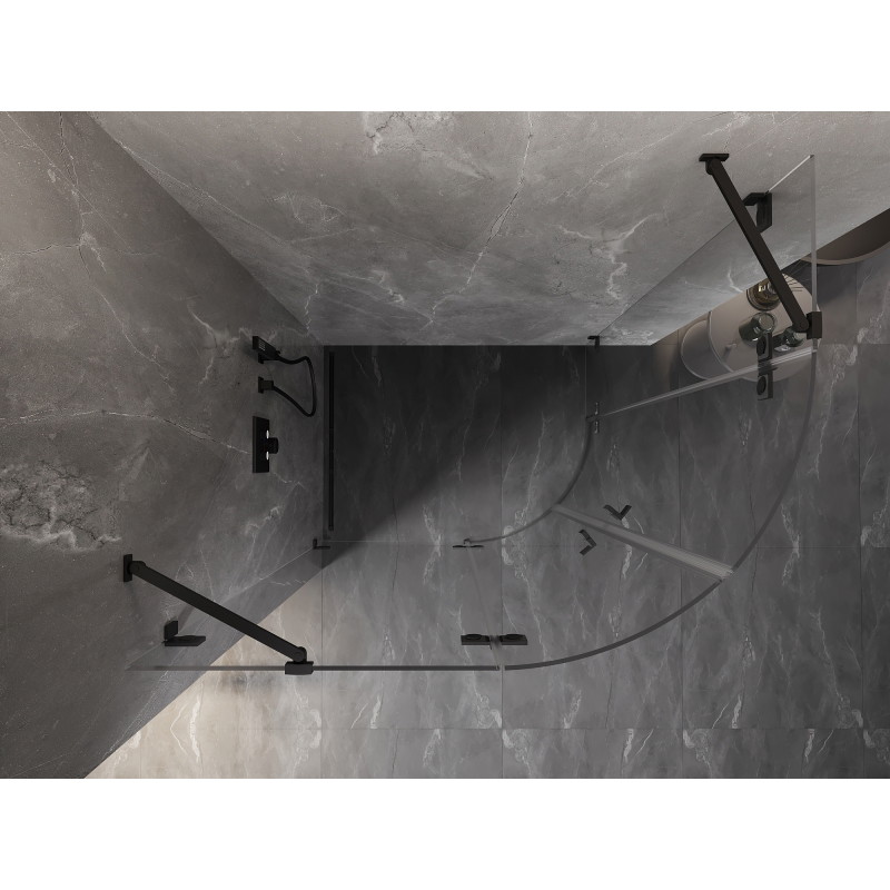 Mexen Lunar sprchový kout čtvrtkruhový výklopný levý 100 x 80 cm, transparentní, černý - 833-100L-080P-70-00