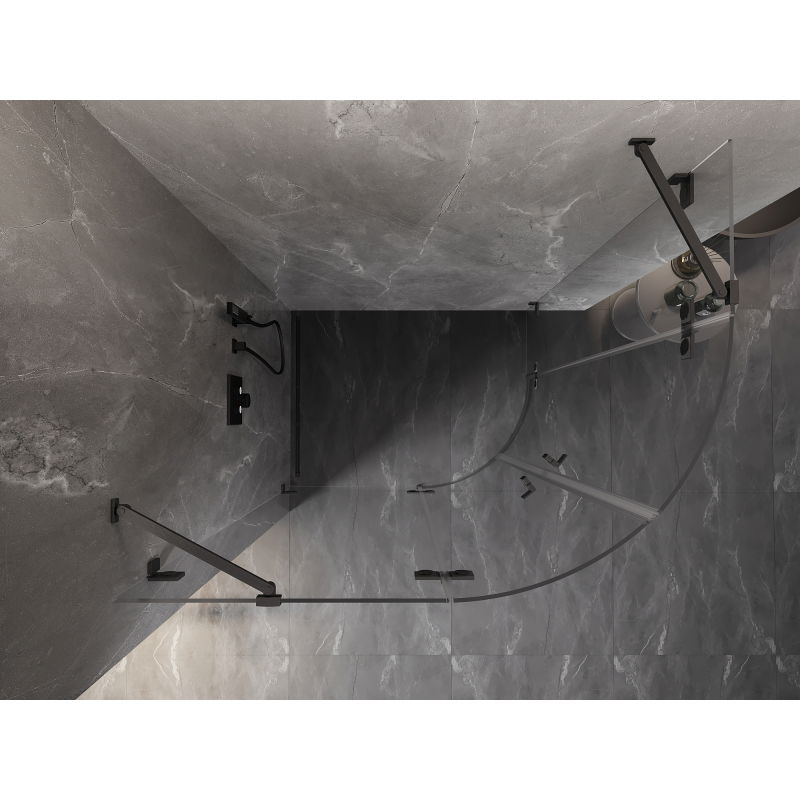 Mexen Lunar sprchový kout půlkruhový otočný levý 100 x 80 cm, transparentní, kartáčovaný gun gray - 833-100L-080P-66-00