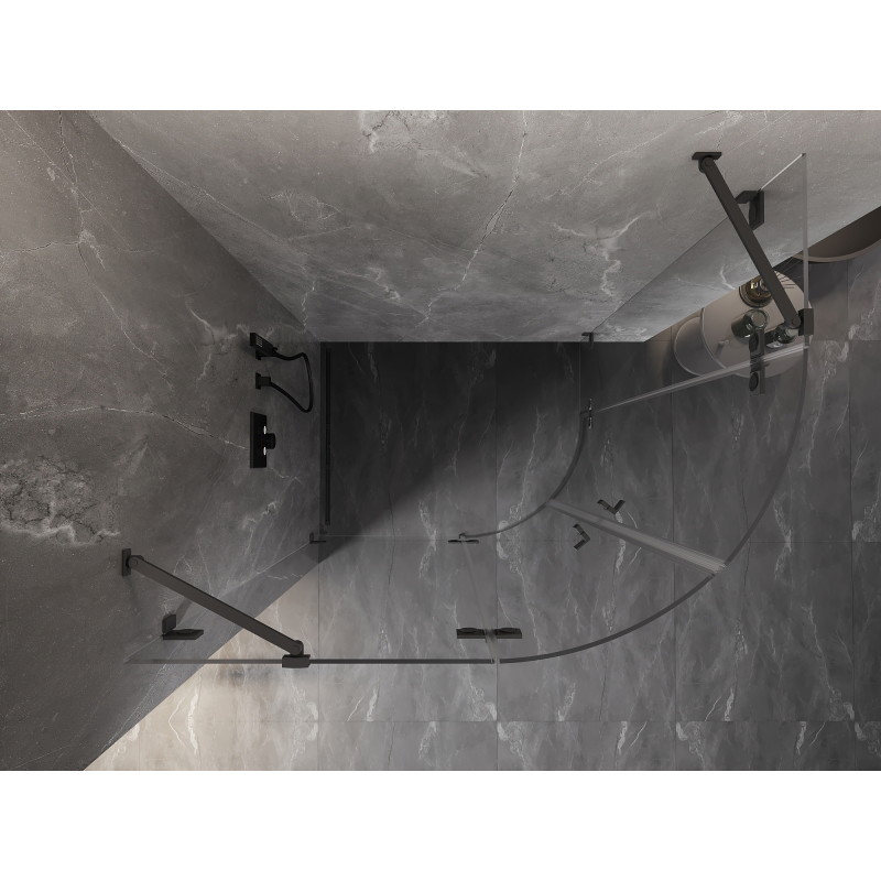 Mexen Lunar sprchový kout půlkruhový výklopný levý 80 x 70 cm, transparentní, gun metal - 833-080L-070P-95-00