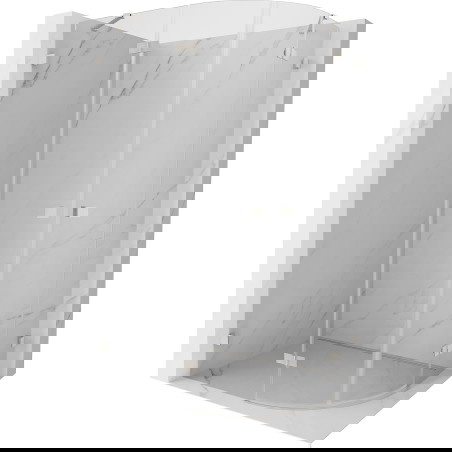 Mexen Lunar zaklený sprchový kout půlkruhový výklopný levý 100 x 70 cm, transparentní, kartáčovaný nikl