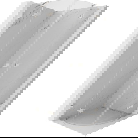 Mexen Lunar půlkruhová sprchová kabina výklopná 100 x 100 cm, průhledná, kartáčovaný nikl - 833-100L-100P-97-00