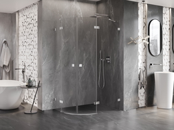 Mexen Lunar right-angled semi-circular shower cabin 100 x 80 cm, transparent, chrome - 833-100P-080L-01-00