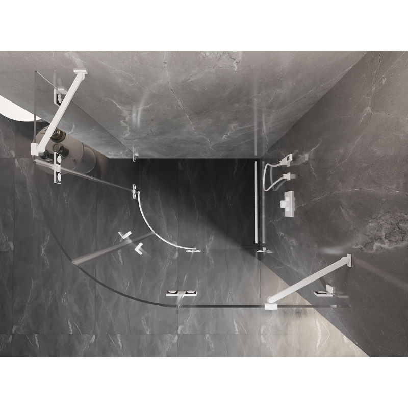 Mexen Lunar půlkruhová sprchová kabina otočná pravá 80 x 70 cm, transparentní, bílá - 833-080P-070L-20-00