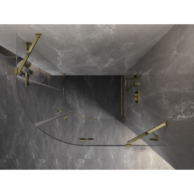 Mexen Lunar sprchový kout půlkruhový otevírací pravý 80 x 70 cm, transparentní, zlatá - 833-080P-070L-50-00