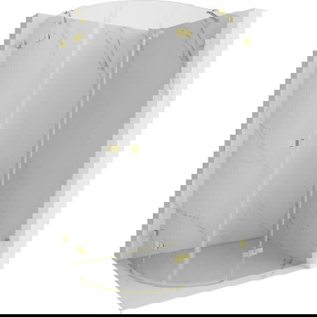 Mexen Lunar půlkruhový sprchový kout otevírací pravý 100 x 80 cm, transparentní, zlatá kartáčovaná - 833-100P-080L-55-00