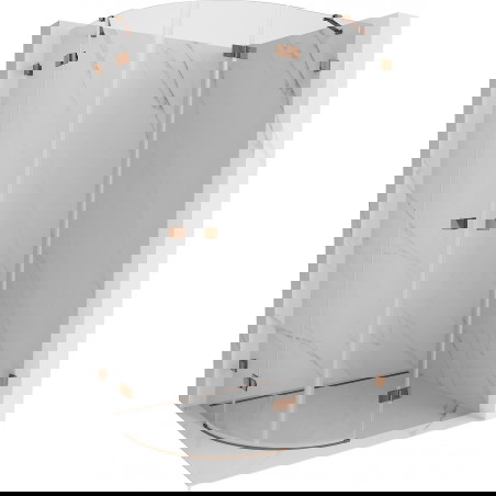 Mexen Lunar sprchový kout půlkruhový otočný pravý 80 x 70 cm, transparentní, růžové zlato - 833-080P-070L-60-00