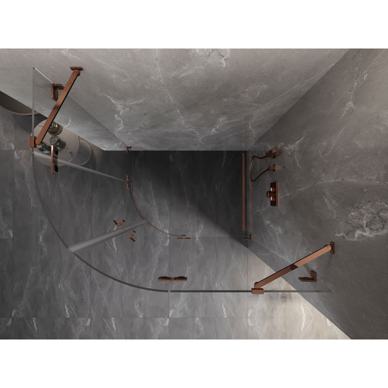 Mexen Lunar půlkruhová sprchová kabina otočná pravá 100 x 70 cm, průhledná, růžové zlato - 833-100P-070L-60-00