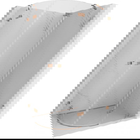 Mexen Lunar sprchový kout čtvrtkruhový otevírací pravý 100 x 70 cm, transparentní, kartáčovaná měď