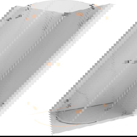 Mexen Lunar sprchový kout půlkruhový pravostranný 100 x 80 cm, transparentní, kartáčovaná měď - 833-100P-080L-65-00