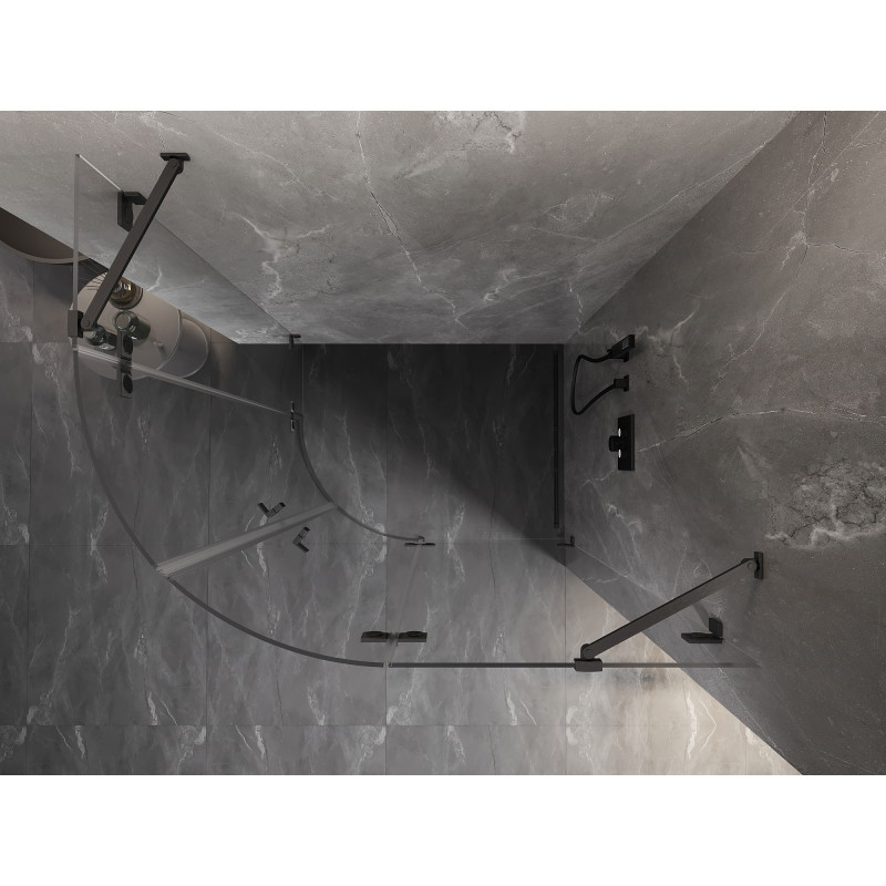 Mexen Lunar sprchová kabina půlkruhová otevírací pravá 100 x 90 cm, transparentní, gun gray kartáčovaný