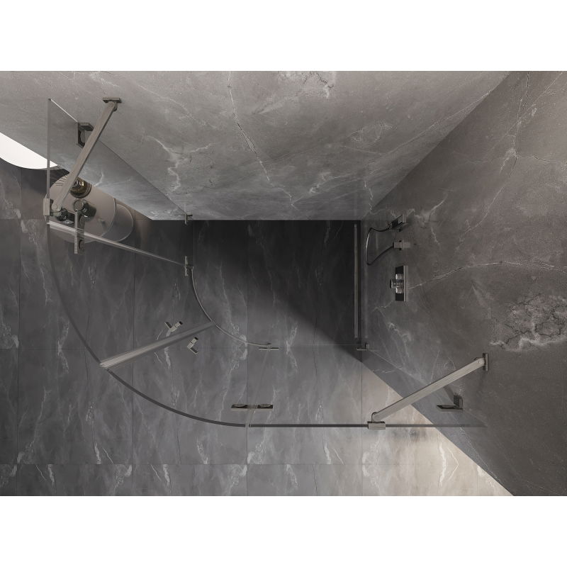 Mexen Lunar půlkruhová sprchová kabina výklopná pravá 100 x 80 cm, transparentní, kartáčovaný nikl - 833-100P-080L-97-00