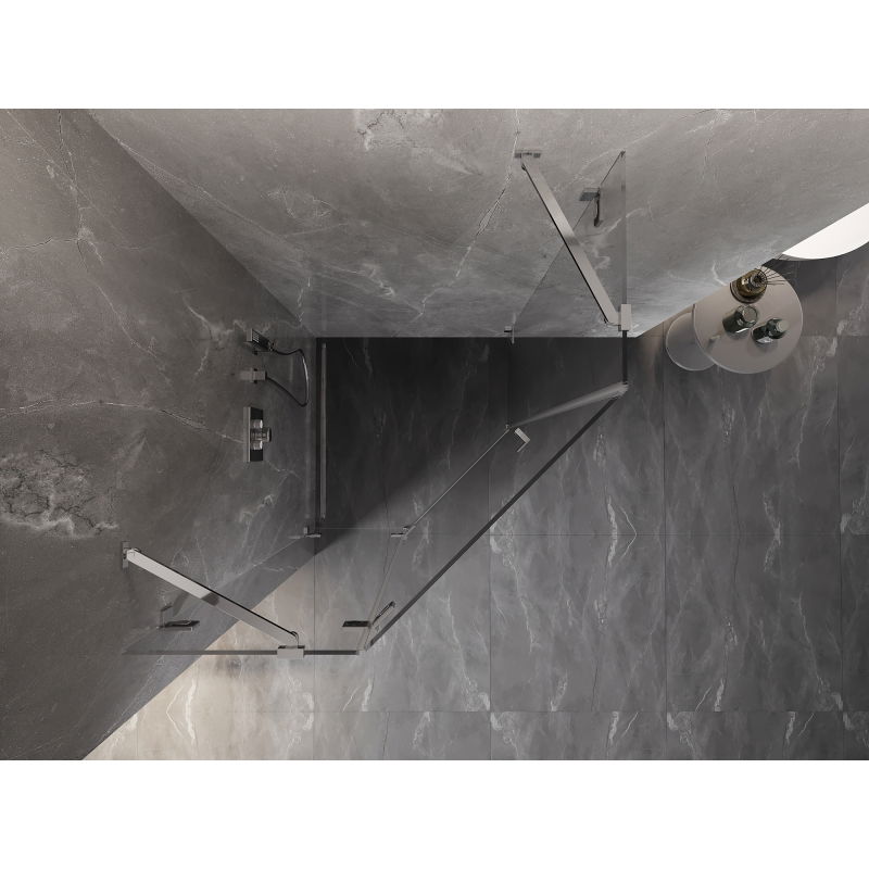 Mexen Lunar pětiúhelníková sprchová kabina s otevíráním vlevo 80 x 80 cm, transparentní, chrom - 831-080L-080P-01-00-L