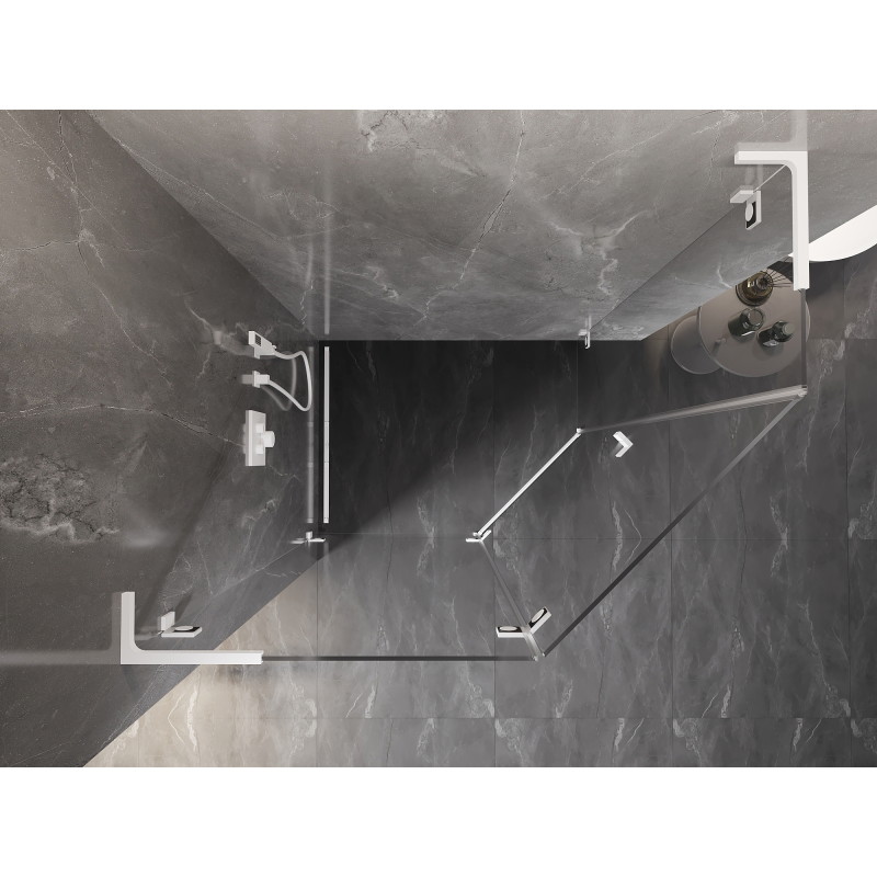 Mexen Lunar L pětiboká sprchová kabina výklopná levá 90 x 80 cm, transparentní, bílá - 831L-090L-080P-20-00-L