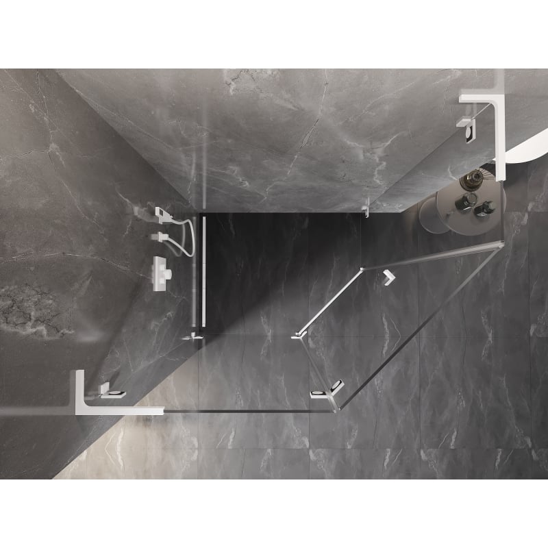 Mexen Lunar L pětiúhelníková sprchová kabina, levá 90 x 80 cm, transparentní, bílá - 831L-090L-080P-20-00-L