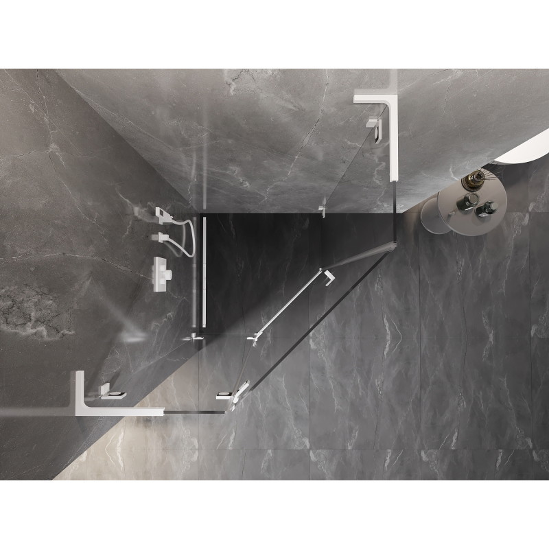 Mexen Lunar L pentagonální sprchový kout s otočnými dveřmi vlevo 90 x 90 cm, průhledný, bílý - 831L-090L-090P-20-00-L