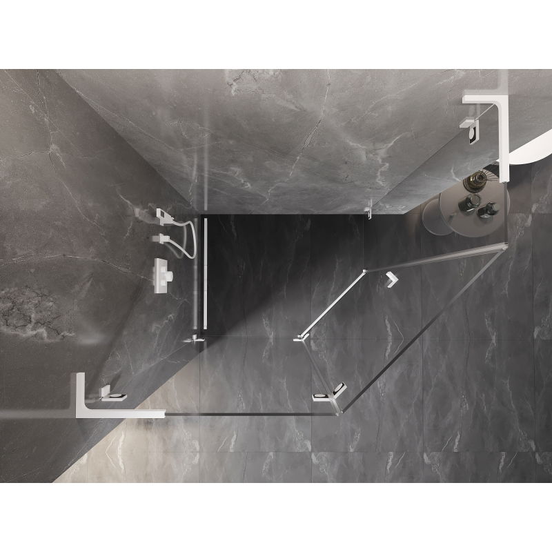 Mexen Lunar L pětiúhelníková sprchová kabina, levá 100 x 80 cm, transparentní, bílá - 831L-100L-080P-20-00-L