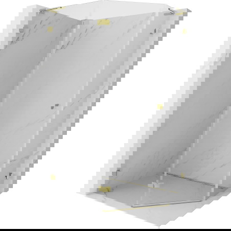 Mexen Lunar L sprchový kout pětiúhelníkový otočný levý 100 x 80 cm, transparentní, zlatý - 831L-100L-080P-50-00-L