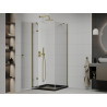 Mexen Roma sprchový kout výklopný 90 x 90 cm, transparentní, zlatý + vanička Flat, černý - 854-090-090-50-00-4070G