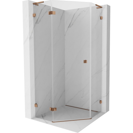 Mexen Lunar L sprchový kout pětiúhelníkový výklopný levý 80 x 80 cm, čirý, růžové zlato - 831L-080L-080P-60-00-L