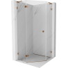 Mexen Lunar L sprchový kout pětiúhelníkový výklopný levý 80 x 80 cm, čirý, růžové zlato - 831L-080L-080P-60-00-L
