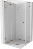Mexen Lunar L sprchový kout pětiúhelníkový výklopný levý 80 x 80 cm, čirý, růžové zlato - 831L-080L-080P-60-00-L