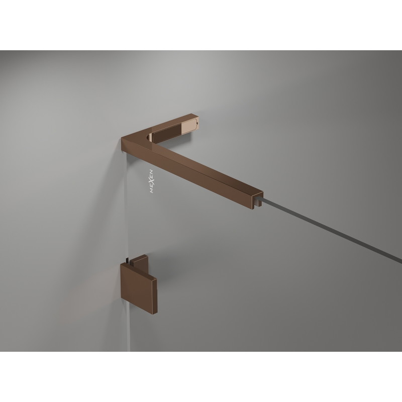 Mexen Lunar L sprchový kout pětiúhelníkový výklopný levý 80 x 80 cm, čirý, růžové zlato - 831L-080L-080P-60-00-L