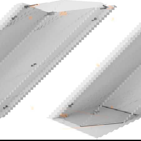 Mexen Lunar L pětihranná sprchová kabina otevírací levá 90 x 80 cm, transparentní, růžové zlato - 831L-090L-080P-60-00-L