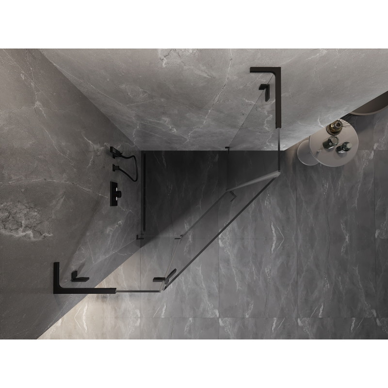 Mexen Lunar L pětiboková sprchová kabina otevírací levá 90 x 90 cm, transparentní, černá - 831L-090L-090P-70-00-L