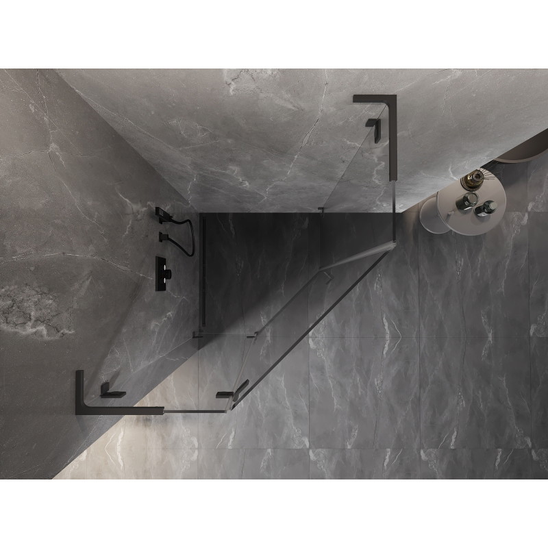 Mexen Lunar L Pětiúhelníkový sprchový kout s výklopnými dveřmi vlevo 100 x 100 cm, transparentní, gun metal