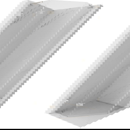 Mexen Lunar L pětiúhelníkový sprchový kout otočný levý 80 x 80 cm, transparentní, kartáčovaný nikl