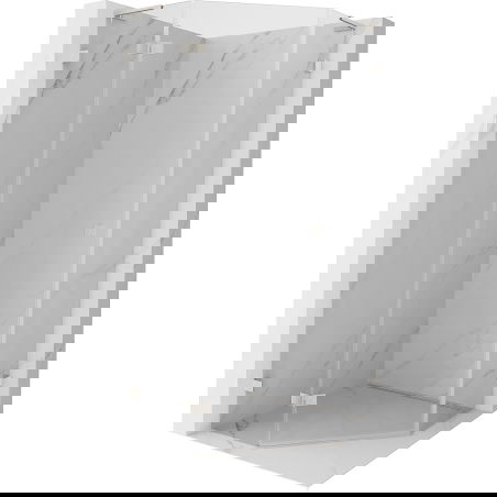 Mexen Lunar L pětiúhelníková sprchová kabina výklopná levá 90 x 90 cm, transparentní, kartáčovaný nikl - 831L-090L-090P-97-00-L