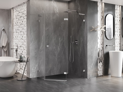 Mexen Lunar L pětiúhelníková sprchová kabina pravá 90 x 80 cm, transparentní, chrom - 831L-090P-080L-01-00-P