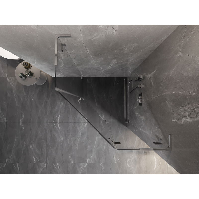 Mexen Lunar L pětiúhelníková sprchová kabina otevíratelná pravá 100 x 100 cm, transparentní, chrom - 831L-100P-100L-01-00-P