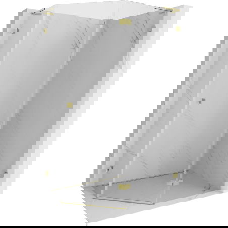 Mexen Lunar L pětiúhelníková sprchová kabina otevírací pravá 100 x 80 cm, transparentní, zlatá - 831L-100P-080L-50-00-P
