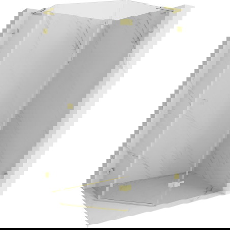 Mexen Lunar L pětistranná sprchová kabina uchylná pravá 100 x 90 cm, transparentní, zlato kartáčovaná