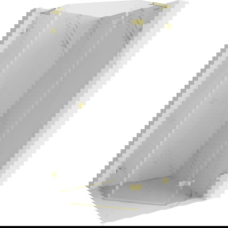 Mexen Lunar L pětiúhelníková sprchová kabina pravá 100x100 cm, transparentní, zlatá kartáčovaná - 831L-100P-100L-55-00-P