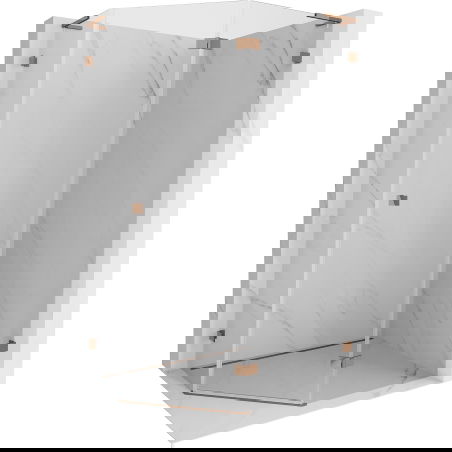 Mexen Lunar L pětiúhelníková sprchová kabina otevírací pravá 100 x 80 cm, transparentní, růžové zlato - 831L-100P-080L-60-00-P