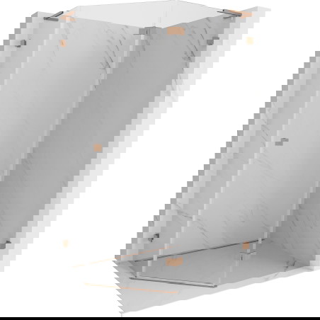 Mexen Lunar L pravoúhlá sprchová kabina s panty 90 x 80 cm, transparentní, kartáčovaná měď - 831L-090P-080L-65-00-P