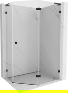 Mexen Lunar L pětiúhelníková sprchová kabina pravá 90 x 80 cm, transparentní, černá - 831L-090P-080L-70-00-P