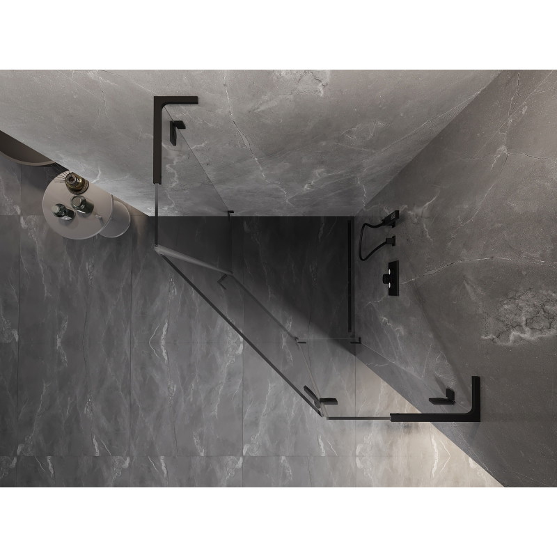 Mexen Lunar L Pětiúhelníková sprchová kabina otvírací pravá 90 x 90 cm, transparentní, černá - 831L-090P-090L-70-00-P