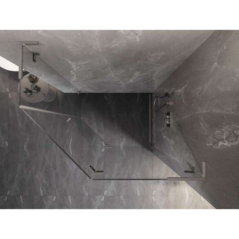 Mexen Lunar L pětiúhelníková sprchová kabina pravá 100x90 cm, transparentní, kartáčovaný nikl - 831L-100P-090L-97-00-P