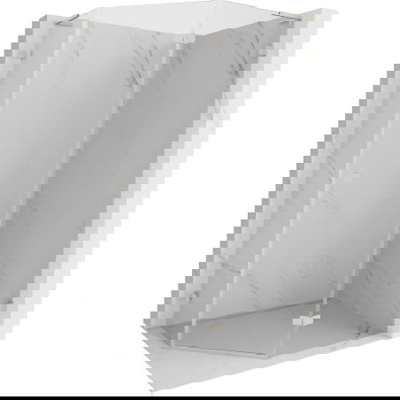 Mexen Lunar L kabina sprchová pětiúhelníková otočná pravá 100x90 cm, transparentní, kartáčovaný nikl