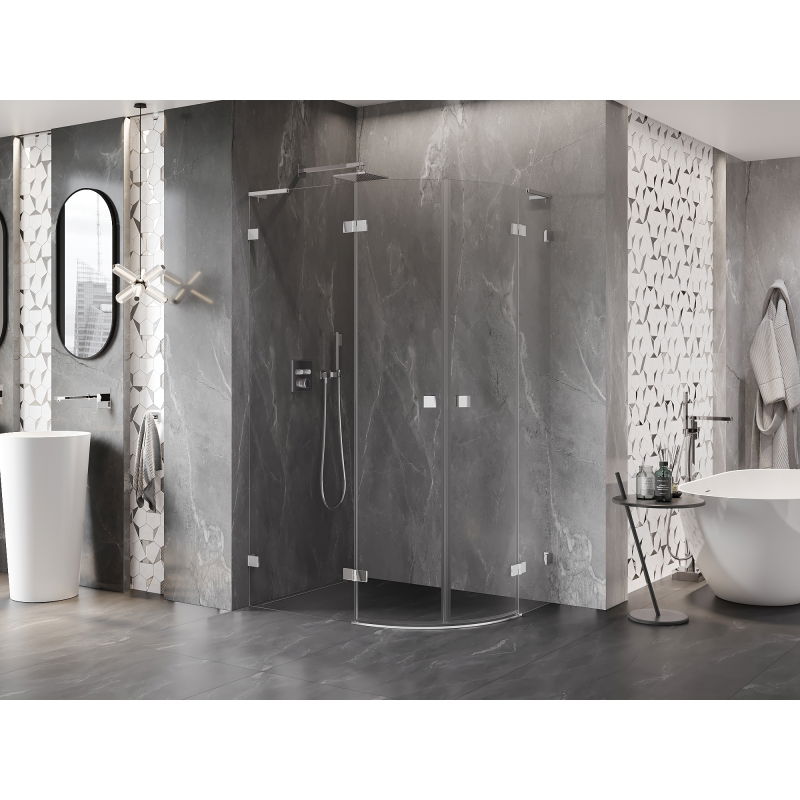 Mexen Lunar L půlkruhová sprchová kabina výklopná levá 90 x 70 cm, transparentní, chrom - 833L-090L-070P-01-00