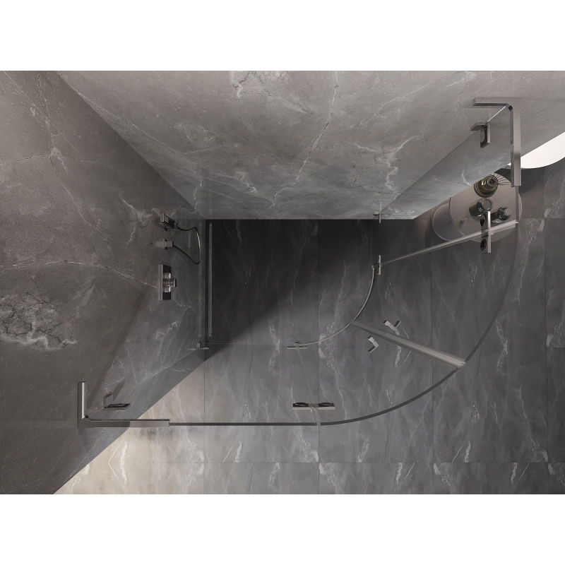 Mexen Lunar L půlkruhová sprchová kabina s otevíracími dveřmi levá 100 x 70 cm, transparentní, chrom - 833L-100L-070P-01-00