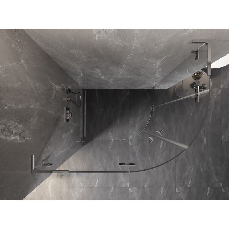 Mexen Lunar L sprchový kout půlkruhový otočný levý 100 x 90 cm, transparentní, chrom - 833L-100L-090P-01-00