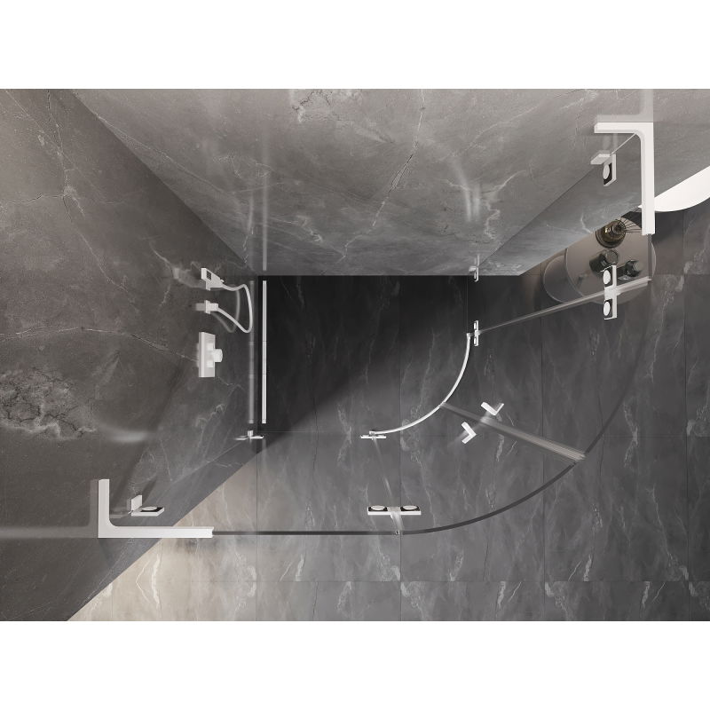 Mexen Lunar L čtvrtkruhová sprchová kabina otevírací levá 100 x 80 cm, transparentní, bílá - 833L-100L-080P-20-00